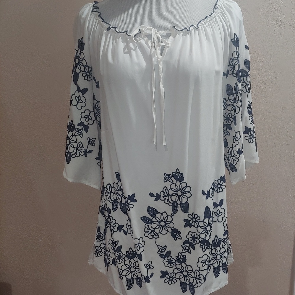 Floral Embroidered Cultural Top